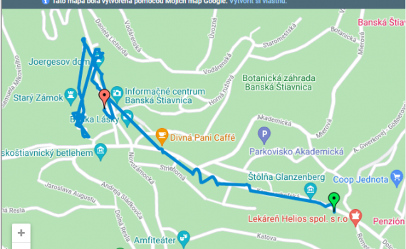 Selmecbánya eroller útvonal térkép